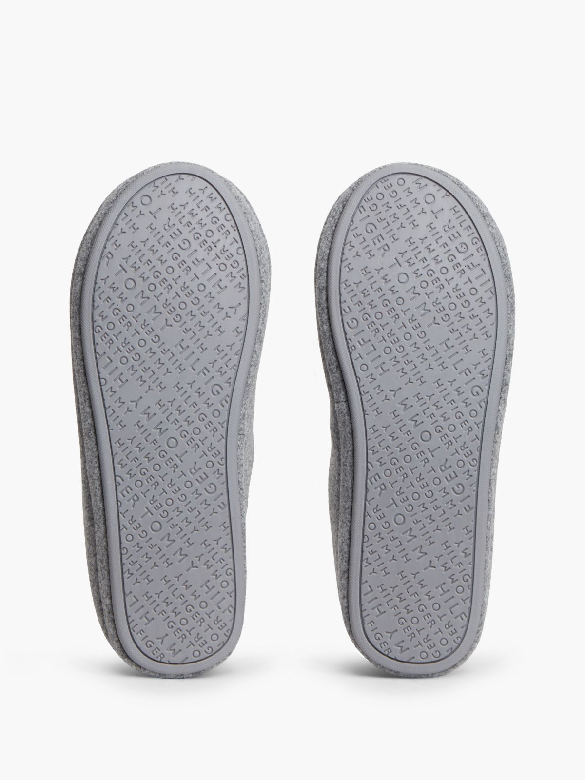 Logo Embroidery Felt Slippers — Grey