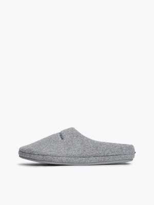 grey logo embroidery felt slippers for men tommy hilfiger