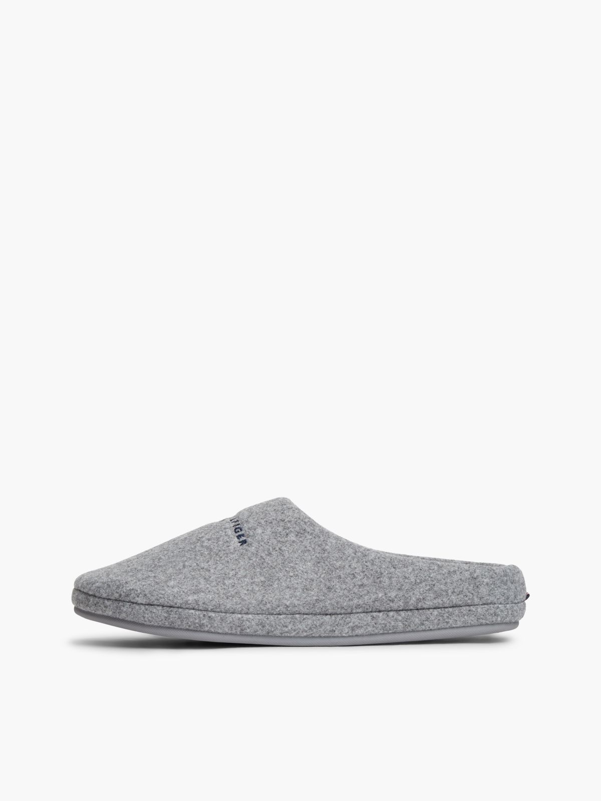 Logo Embroidery Felt Slippers — Grey
