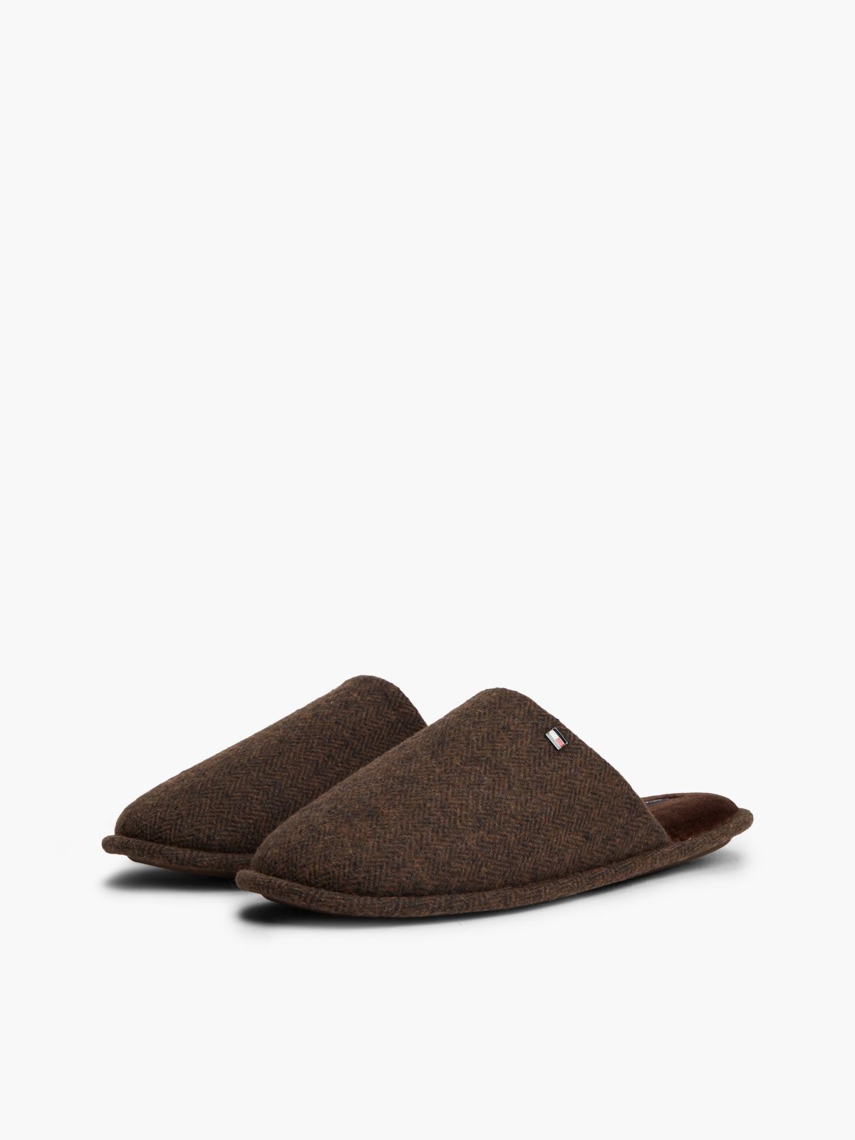 Enamel Flag Herringbone Slippers — Brown