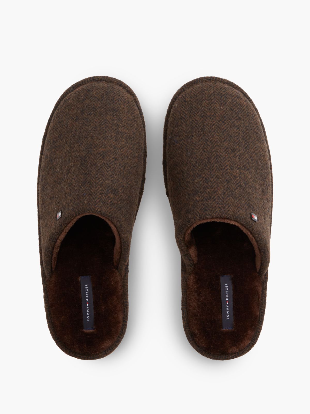 Enamel Flag Herringbone Slippers — Brown