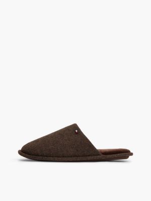 brown enamel flag herringbone slippers for men tommy hilfiger