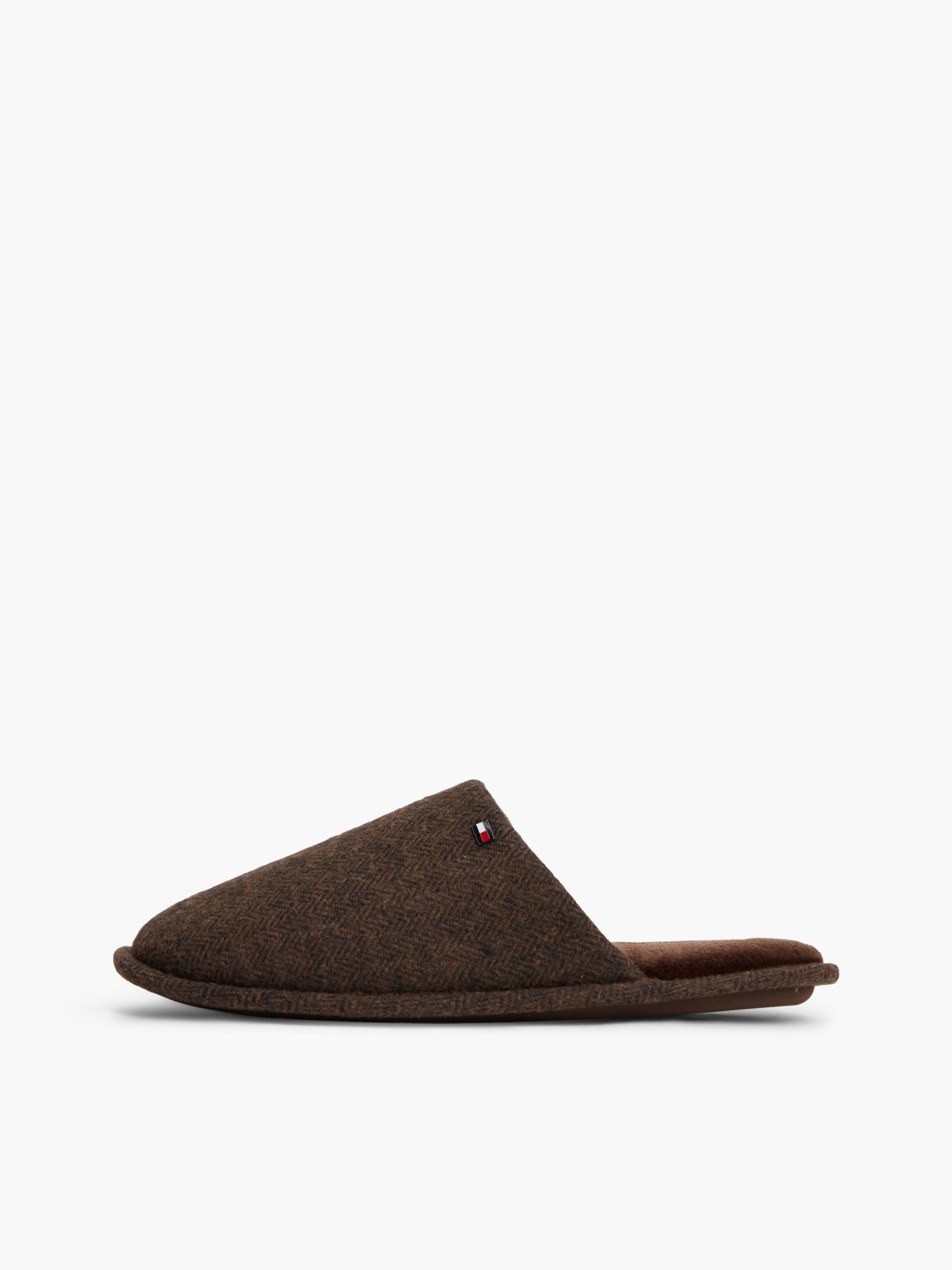 Enamel Flag Herringbone Slippers — Brown