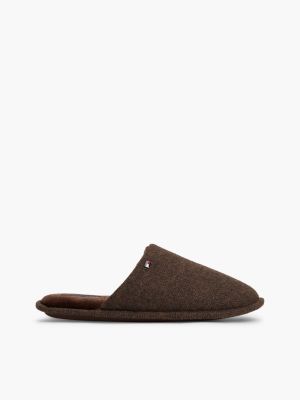 brown enamel flag herringbone slippers for men tommy hilfiger