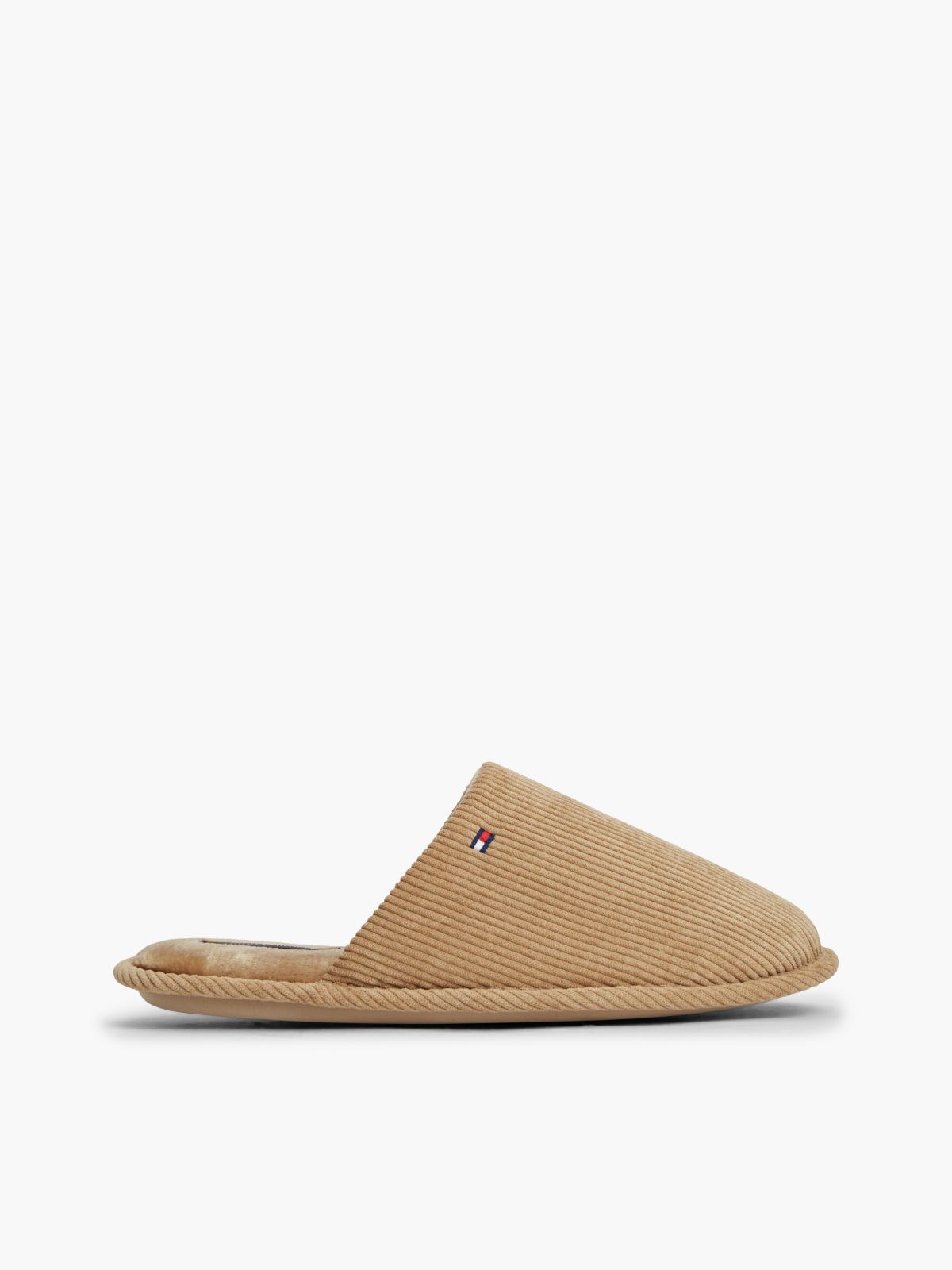 Flag Embroidery Corduroy Slippers — Khaki