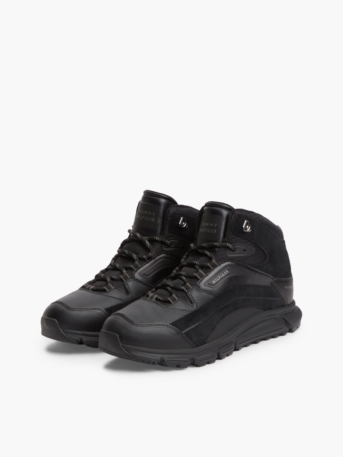 Waterproof Leather Chukka High-Top Trainers — Black