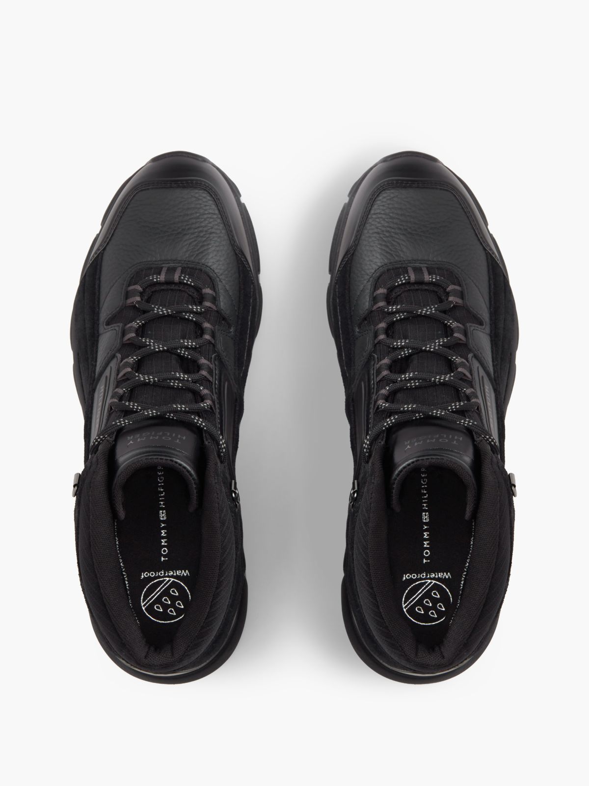 Waterproof Leather Chukka High-Top Trainers — Black