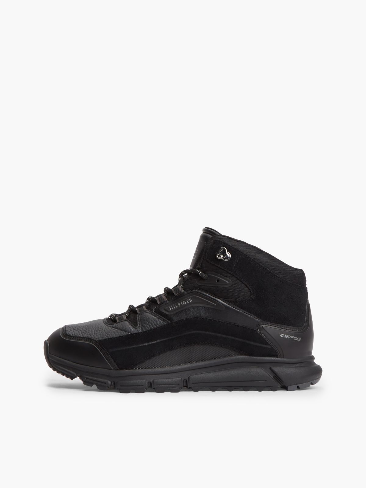 Waterproof Leather Chukka High-Top Trainers — Black