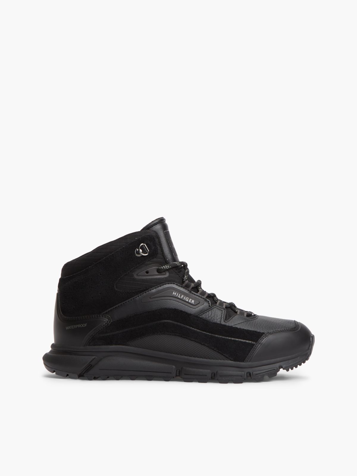 Waterproof Leather Chukka High-Top Trainers — Black