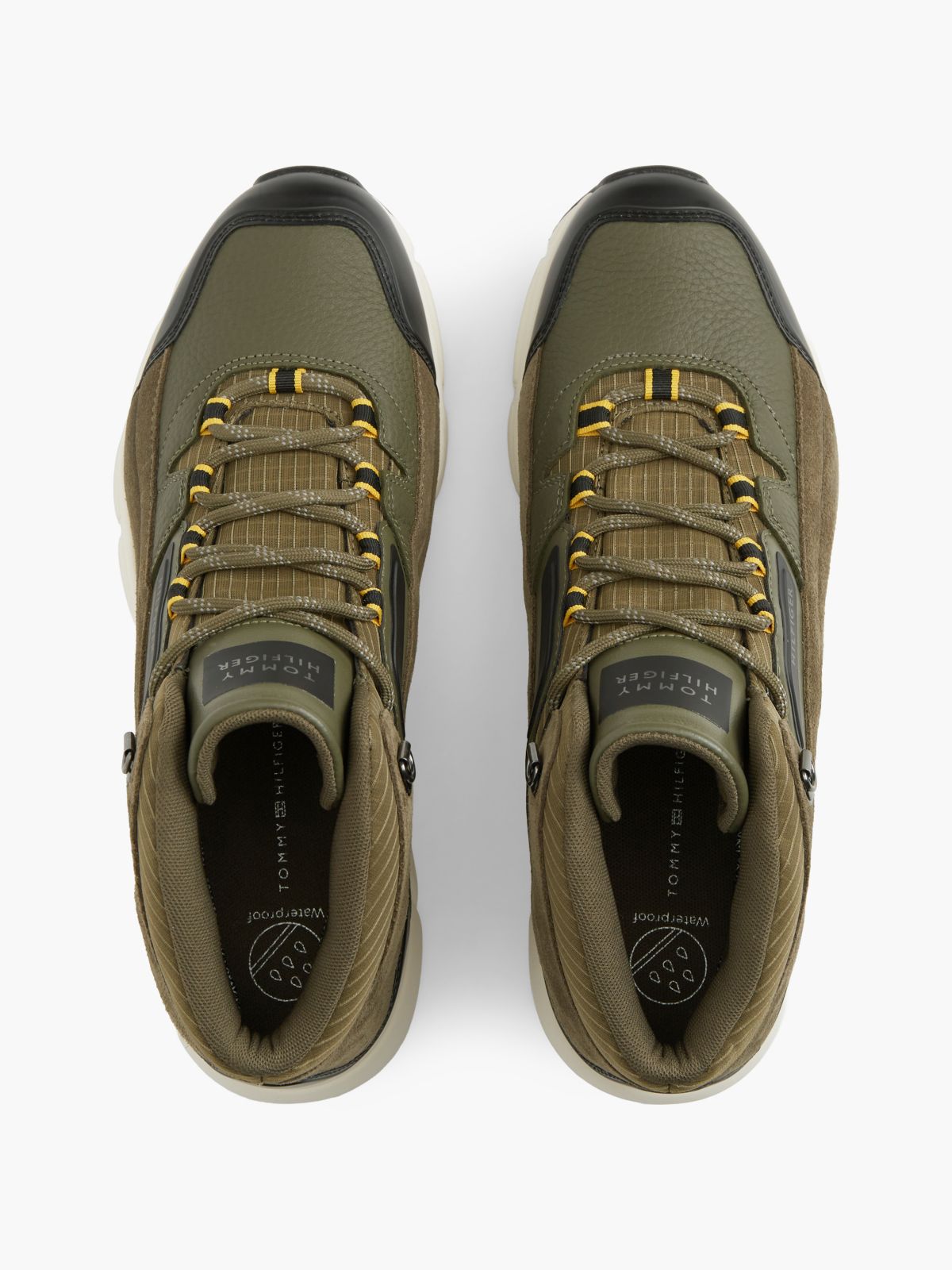 Waterproof Leather Chukka High-Top Trainers — Khaki