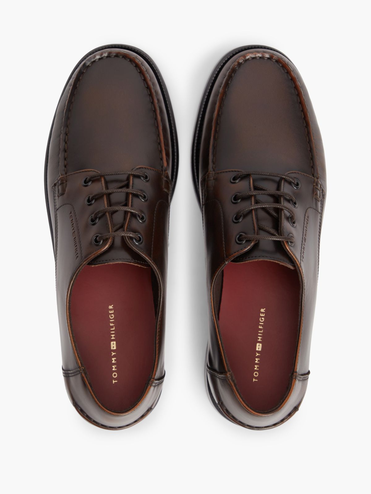 New York Label Leather Lace-Up Shoes — Brown