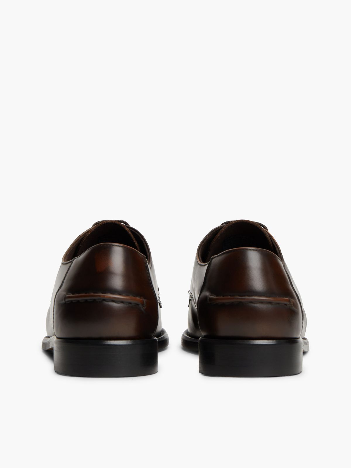 New York Label Leather Lace-Up Shoes — Brown