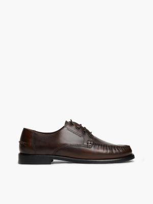 brown new york label leather lace-up shoes for men tommy hilfiger