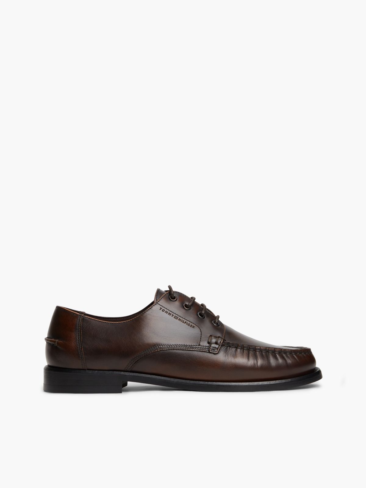 New York Label Leather Lace-Up Shoes — Brown