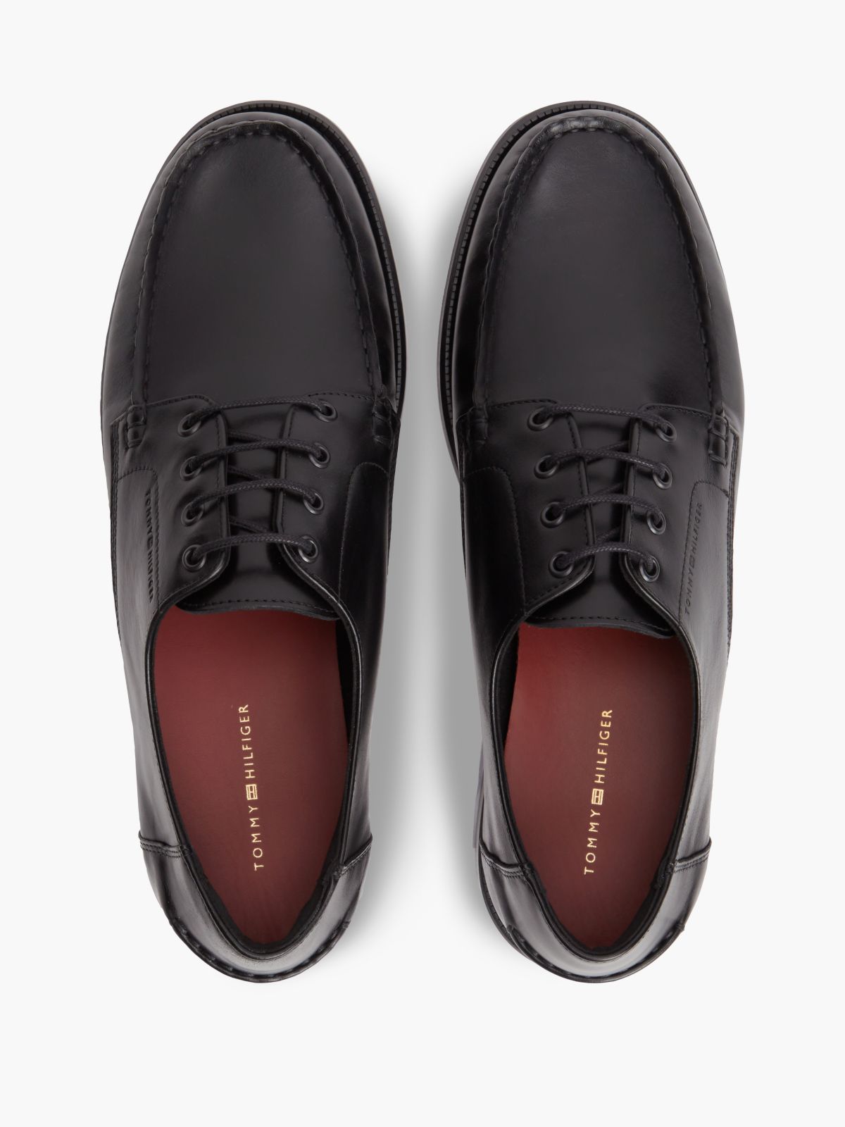 New York Label Leather Lace-Up Shoes — Black