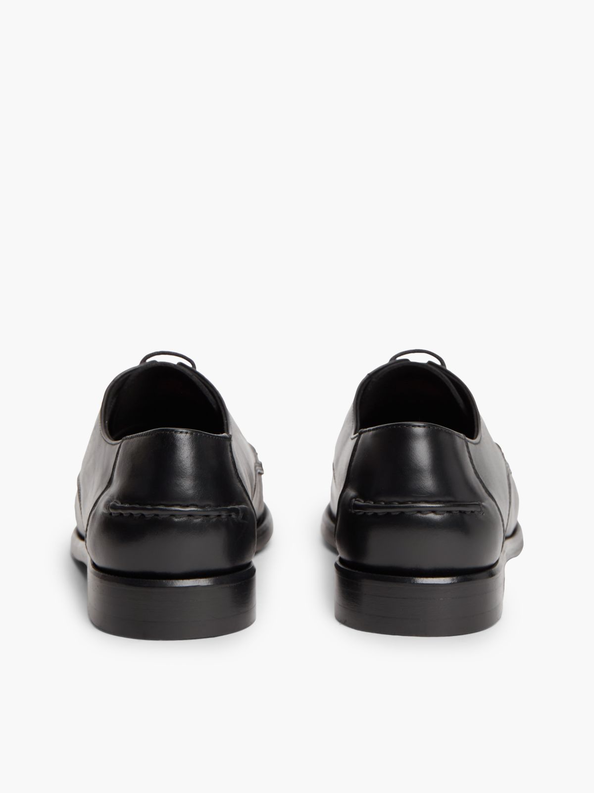 New York Label Leather Lace-Up Shoes — Black