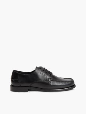 black new york label leather lace-up shoes for men tommy hilfiger
