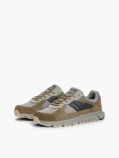 Suede Mixed Texture Cleat Trainers — Grey 2