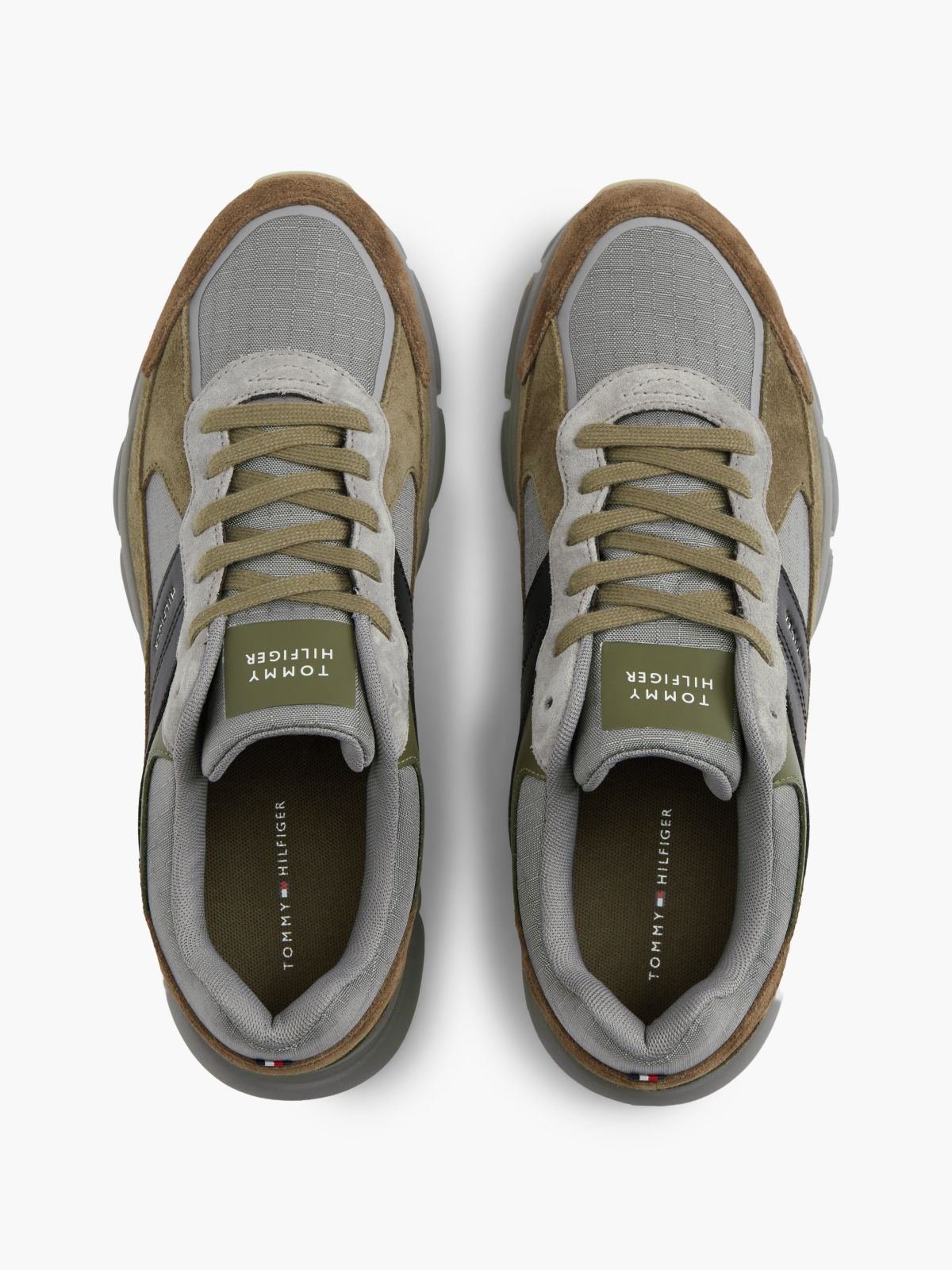 Suede Mixed Texture Cleat Trainers — Grey