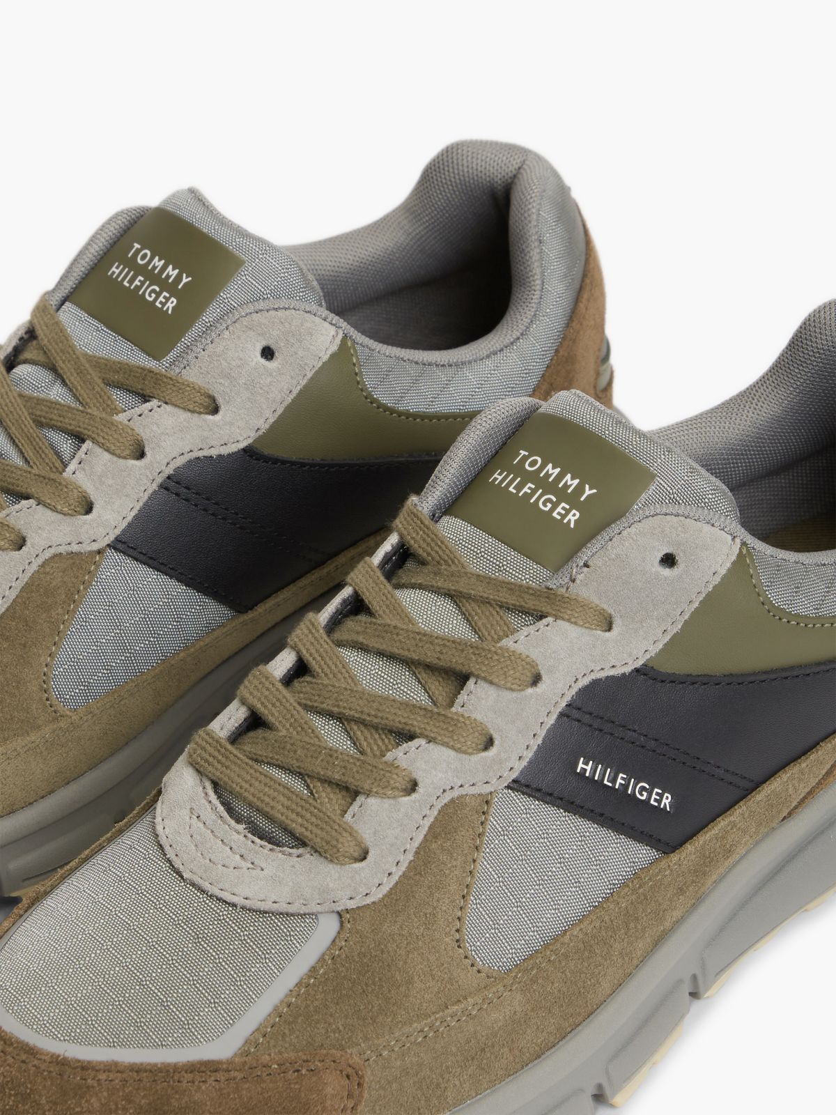 Suede Mixed Texture Cleat Trainers — Grey