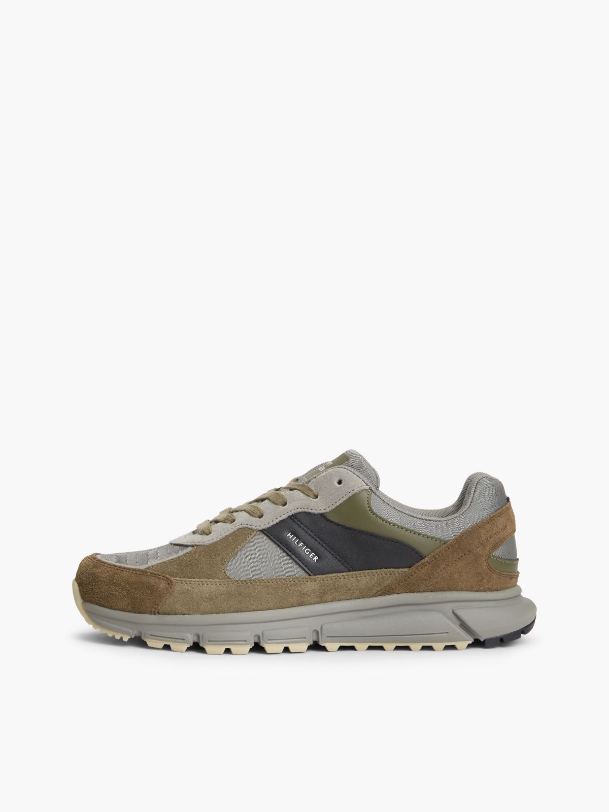 Suede Mixed Texture Cleat Trainers — Grey
