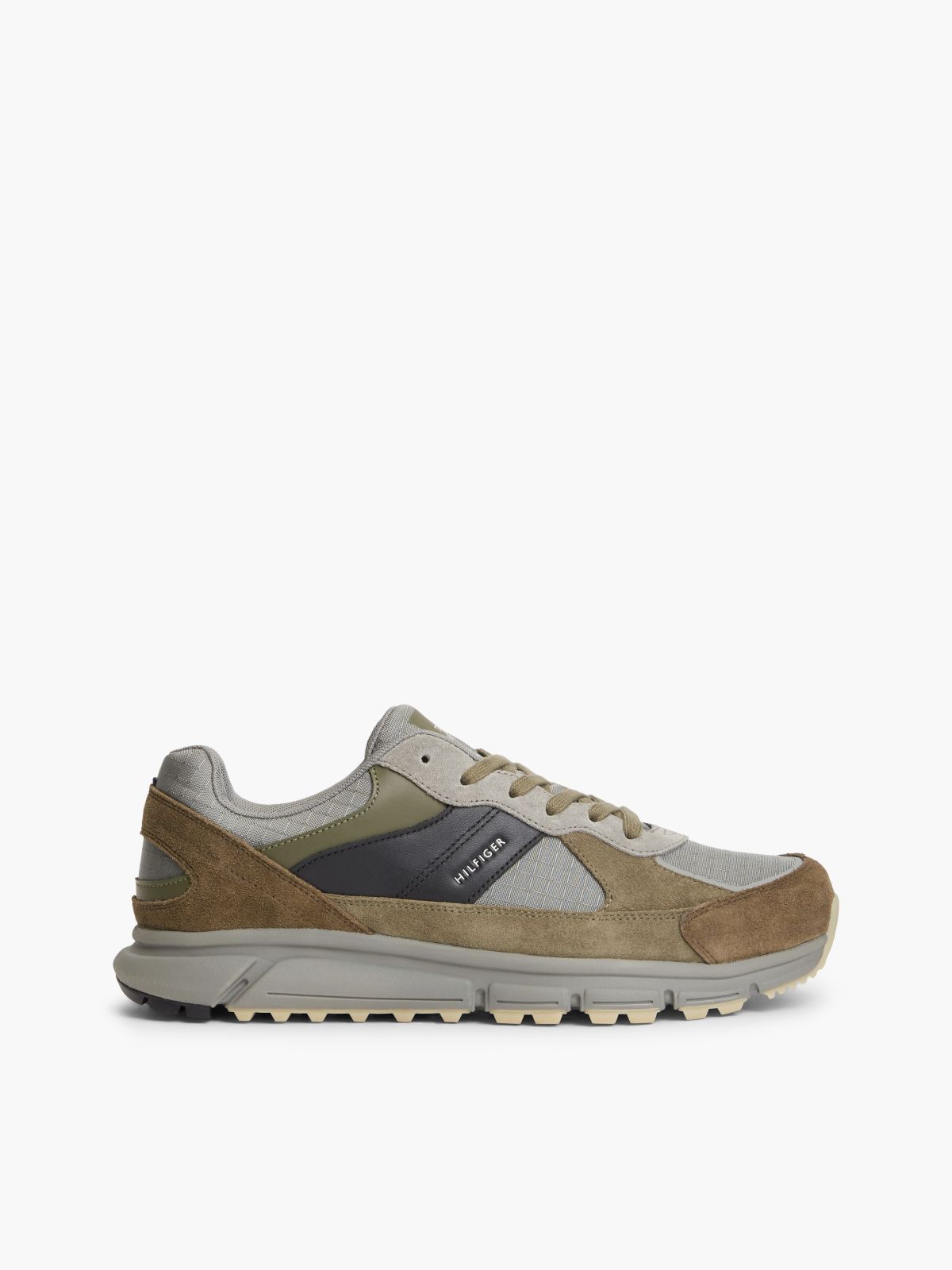 Suede Mixed Texture Cleat Trainers — Grey
