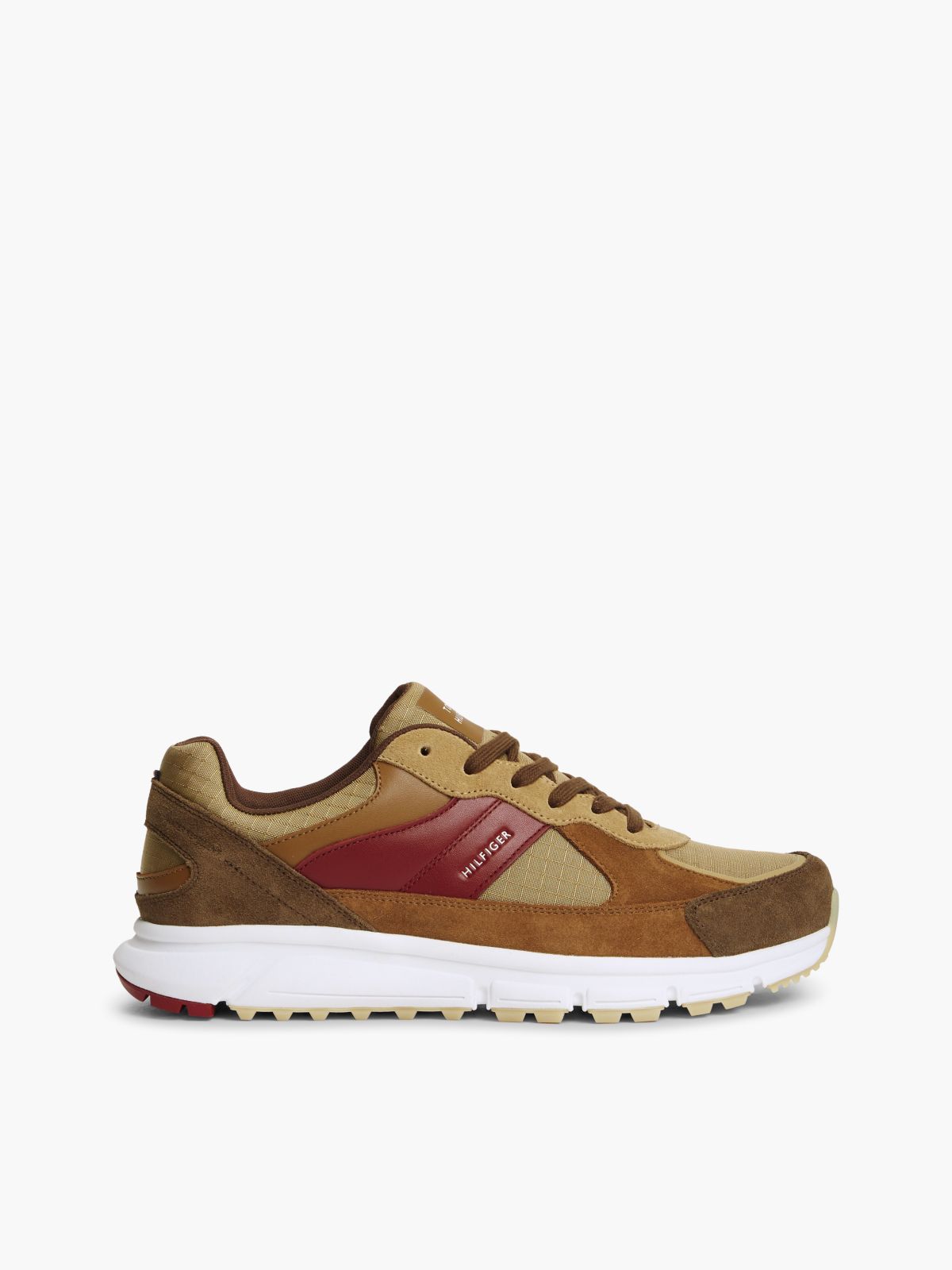Suede Mixed Texture Cleat Trainers — Khaki