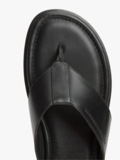 Debossed Logo Leather Toe Post Sandals — Black 6
