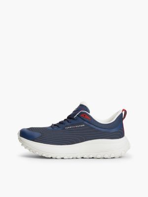 blauw outdoor jacquard-gebreide sneaker voor heren - tommy hilfiger