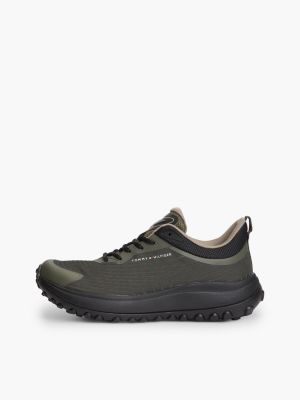 groen outdoor jacquard-gebreide sneaker voor heren - tommy hilfiger