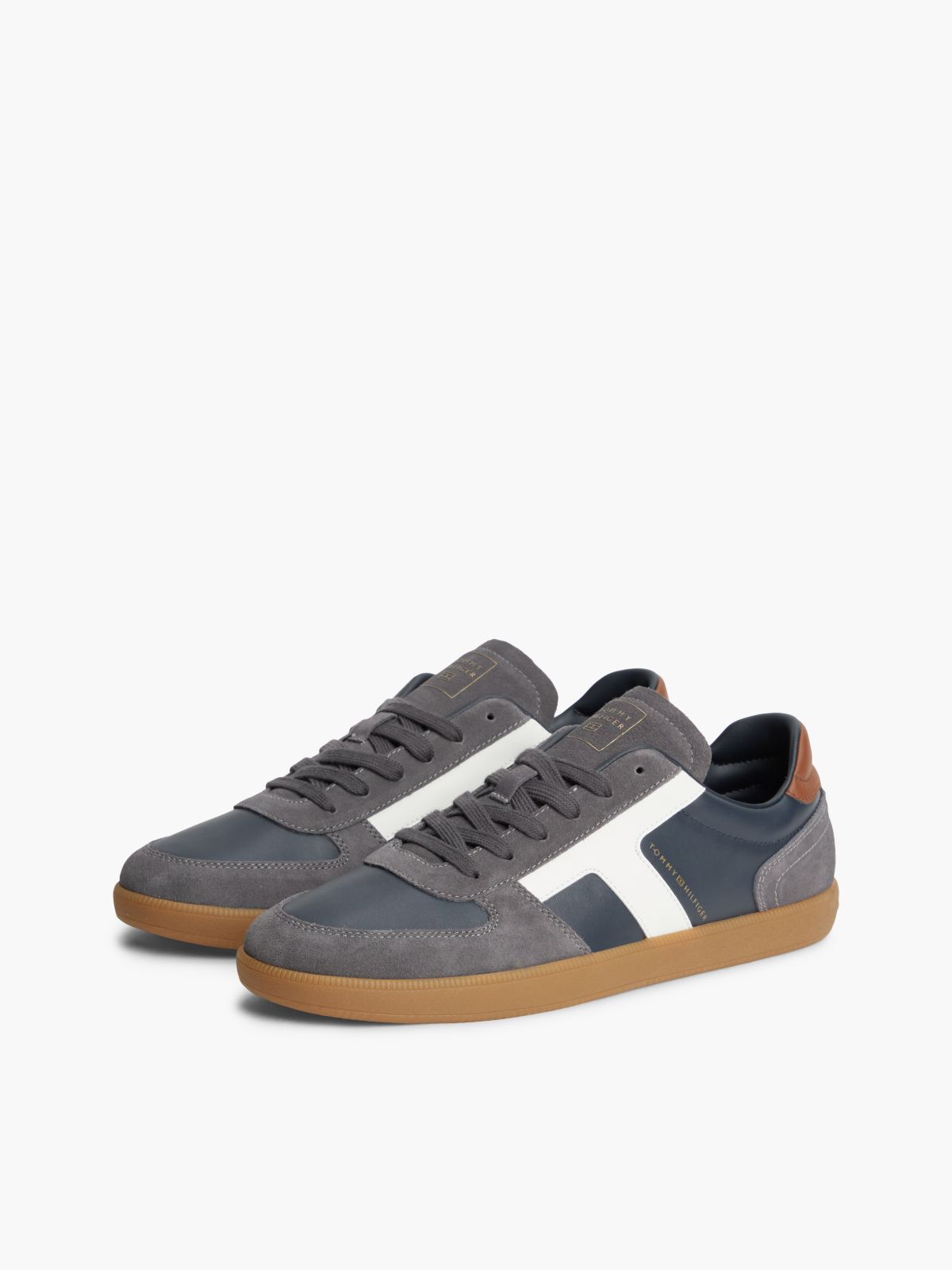 TH Tribeca Leather Mixed Texture Trainers — Blue