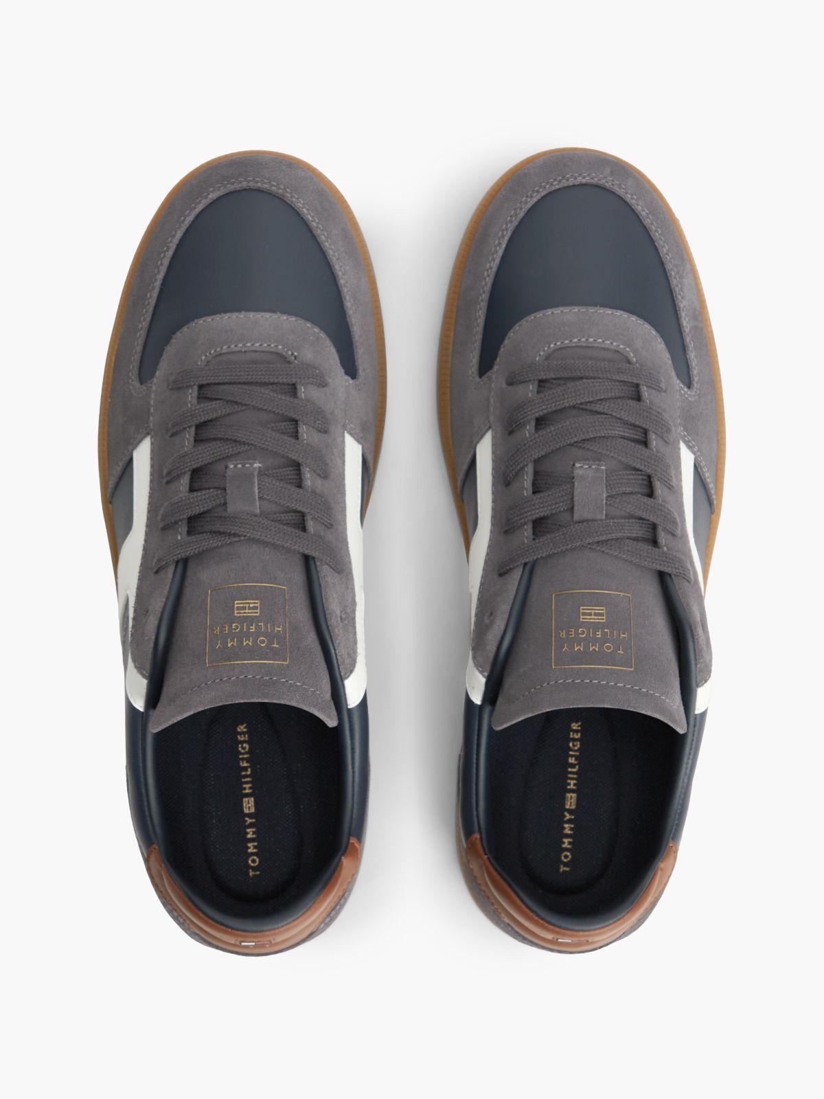 TH Tribeca Leather Mixed Texture Trainers — Blue