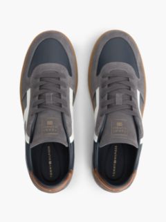 TH Tribeca Leather Mixed Texture Trainers — Blue 3