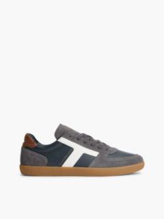 TH Tribeca Leather Mixed Texture Trainers — Blue 1