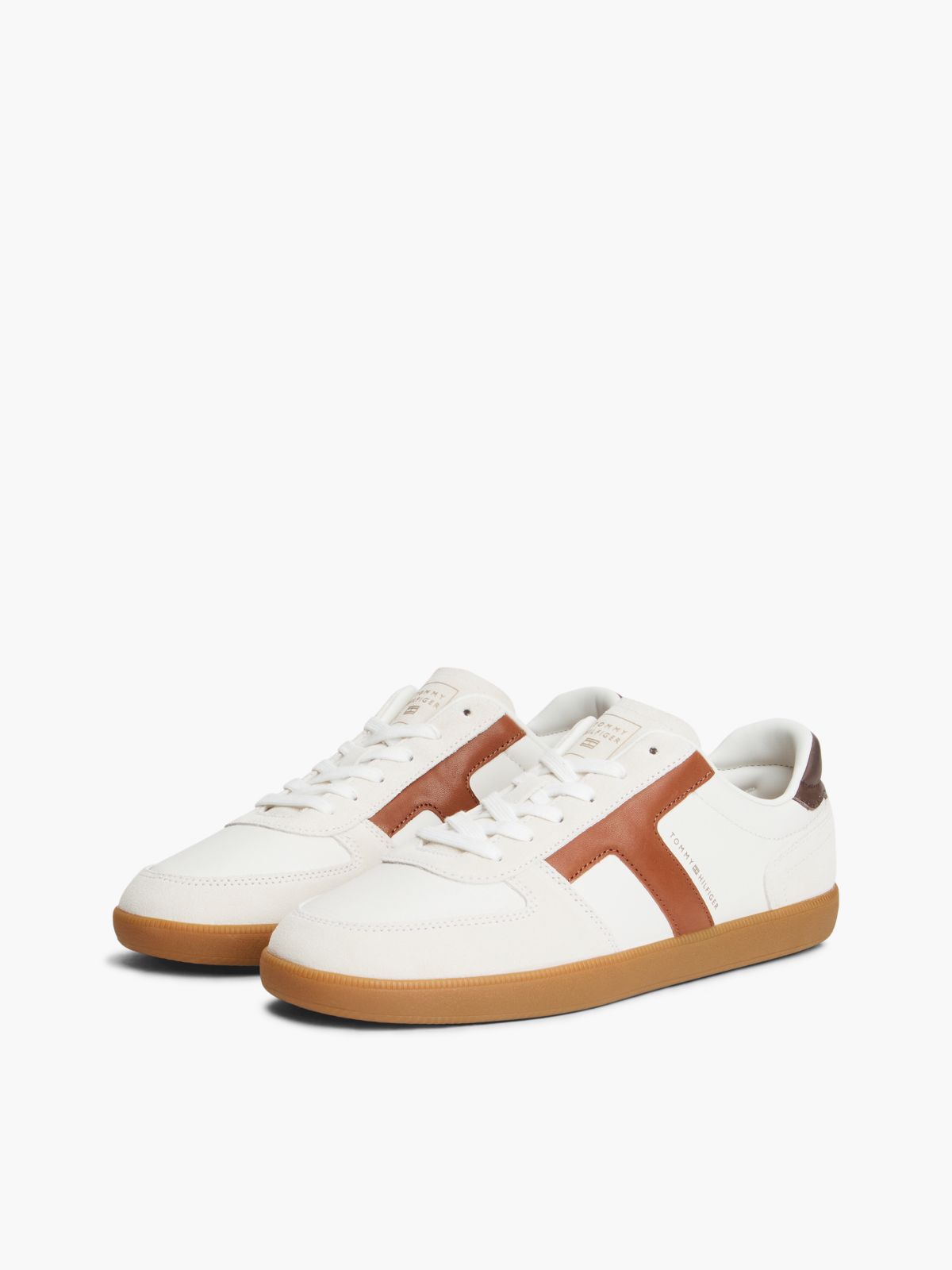 TH Tribeca Leather Mixed Texture Trainers — White