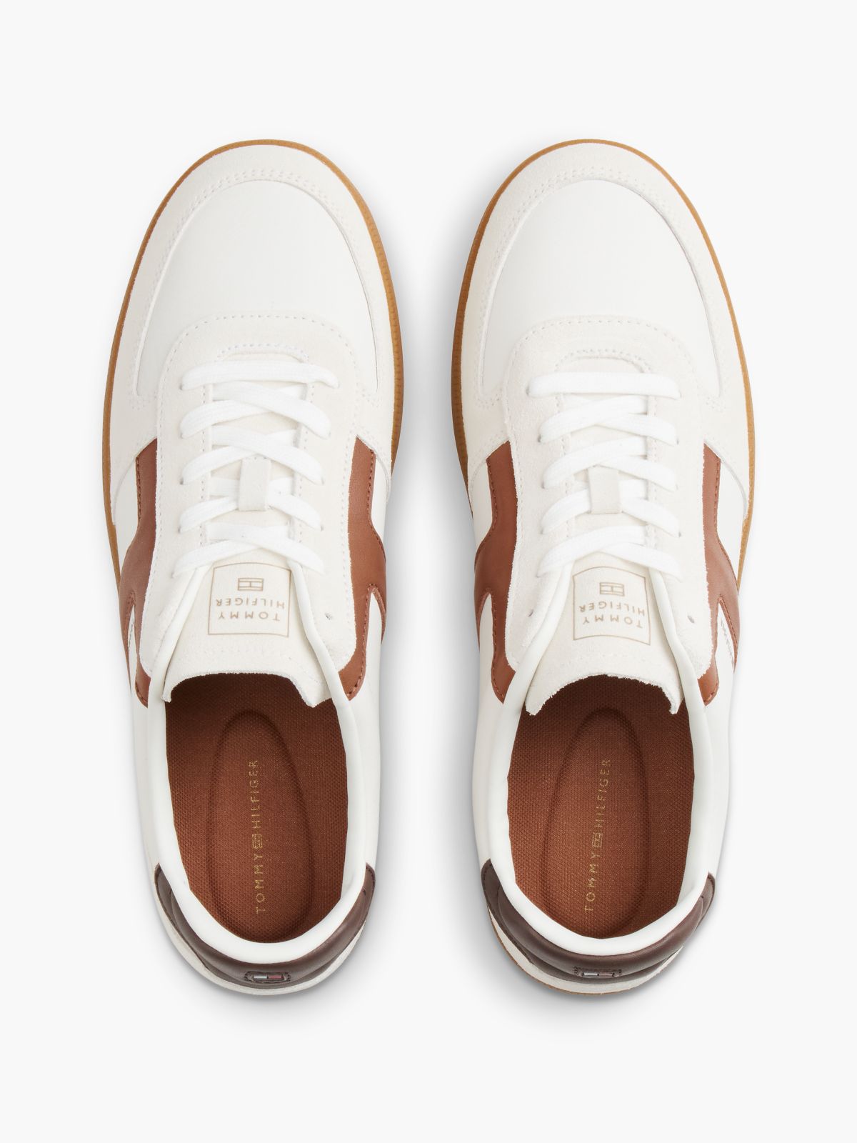 TH Tribeca Leather Mixed Texture Trainers — White