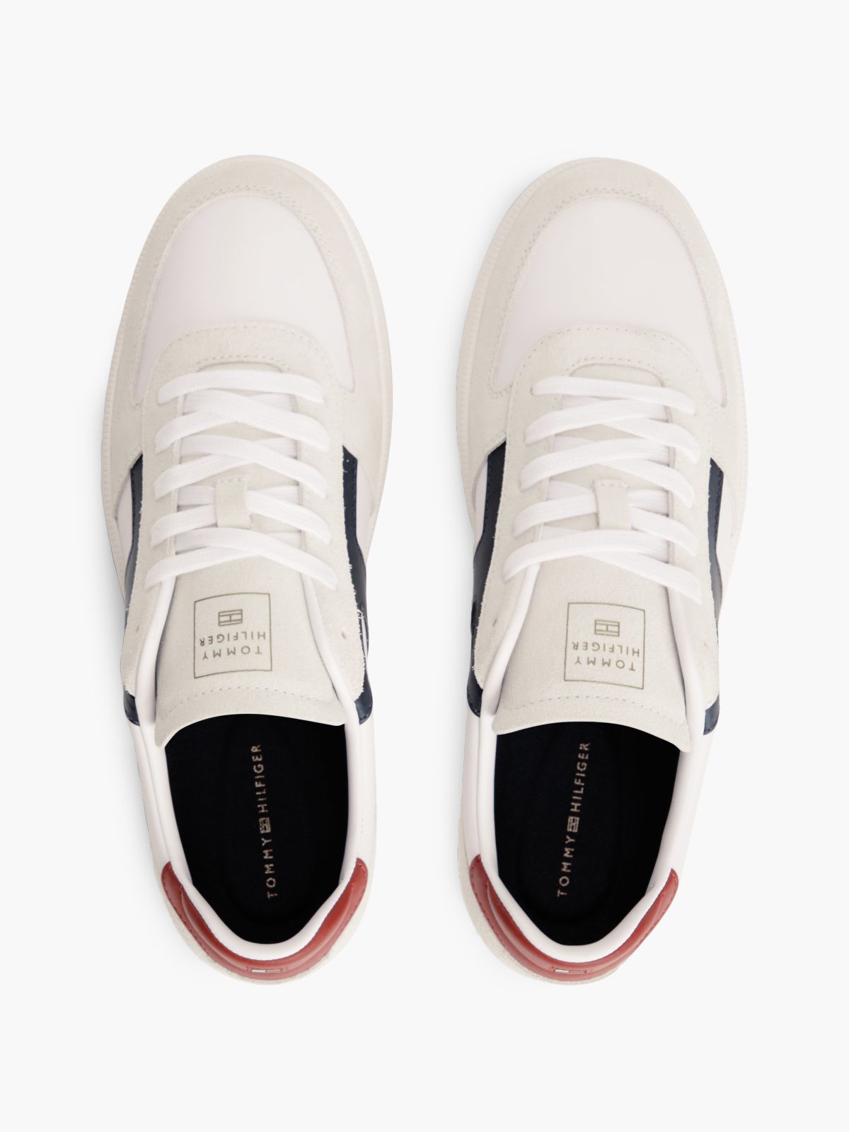 TH Tribeca Leather Mixed Texture Trainers — White