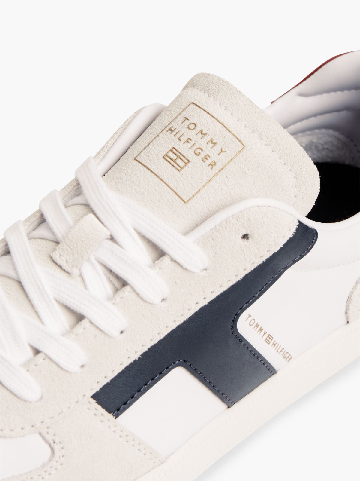 TH Tribeca Leather Mixed Texture Trainers — White
