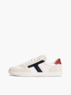 TH Tribeca Leather Mixed Texture Trainers — White 7