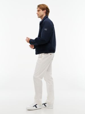 sneakers th tribeca in pelle con mix di texture bianco da uomini tommy hilfiger