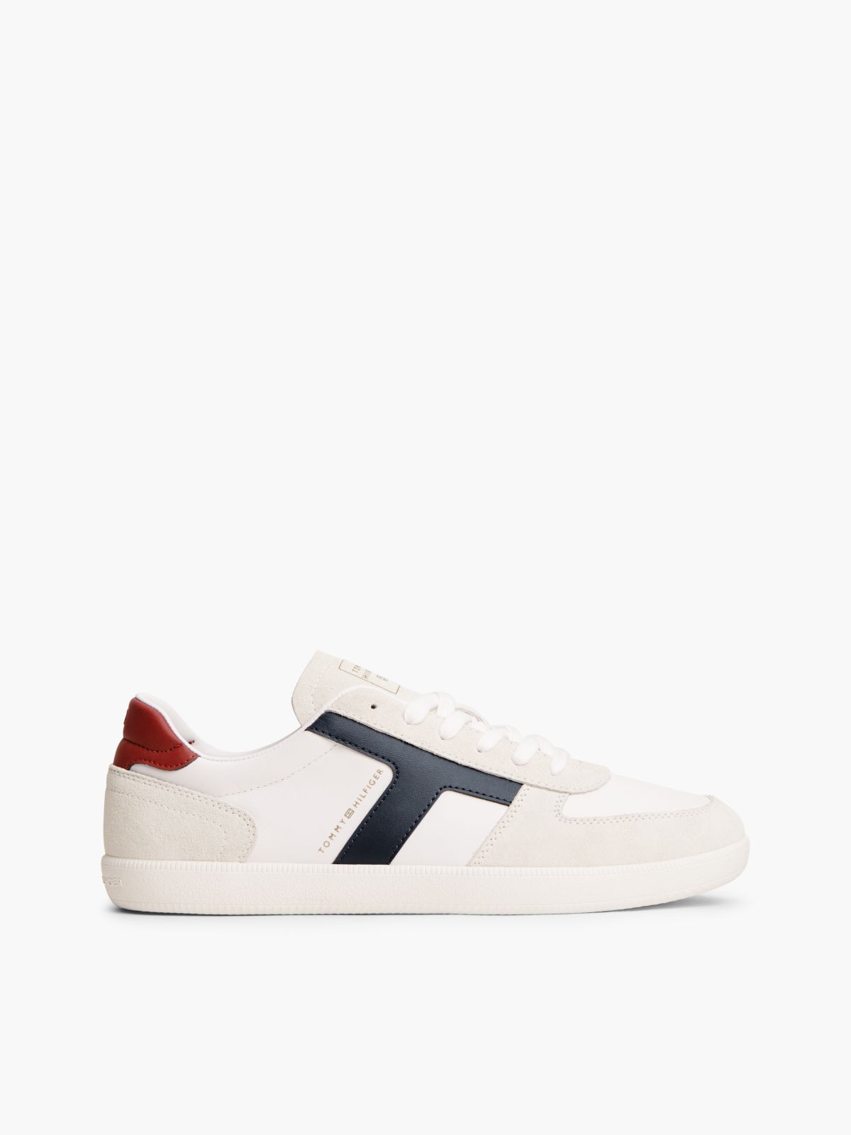 TH Tribeca Leather Mixed Texture Trainers — White