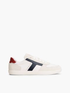 TH Tribeca Leather Mixed Texture Trainers — White 1