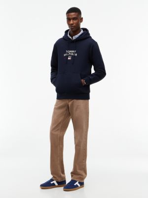 blue th tribeca suede mixed texture trainers for men tommy hilfiger