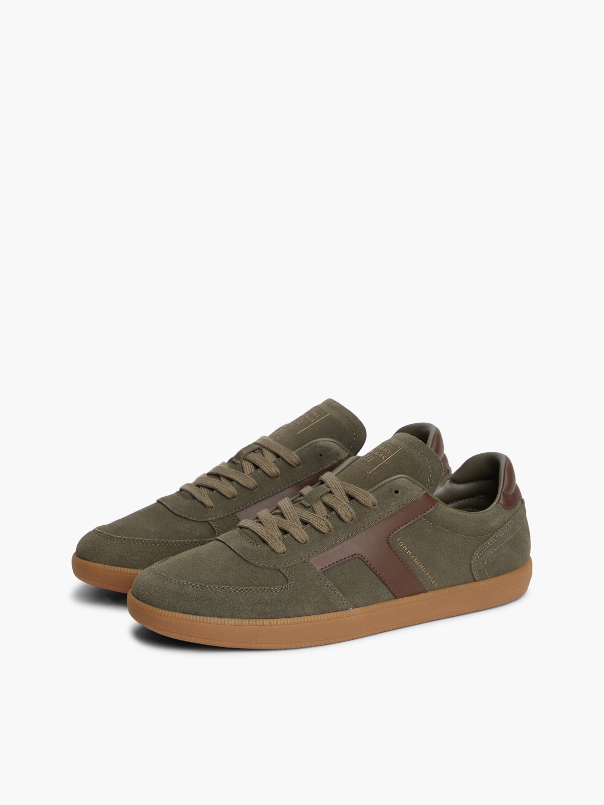 TH Tribeca Suede Mixed Texture Trainers — Khaki
