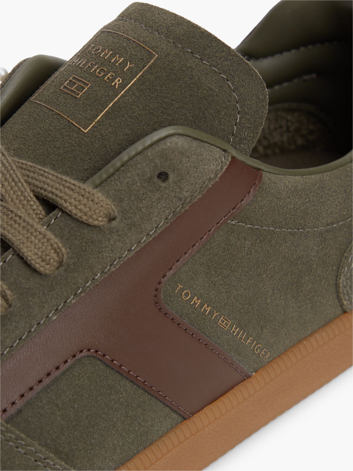 TH Tribeca Suede Mixed Texture Trainers — Khaki