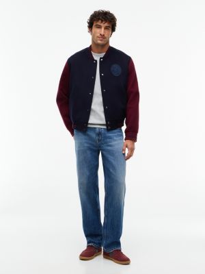 red th tribeca suede mixed texture trainers for men tommy hilfiger