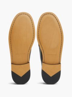 New York Label Leather Pebble Grain Loafers — Black 5