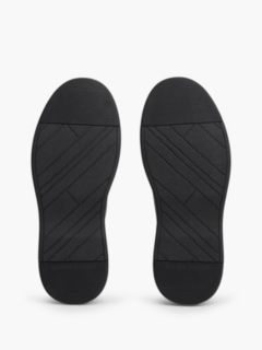 Leather Textured Lace-Up Moc Toe Loafers — Black 5