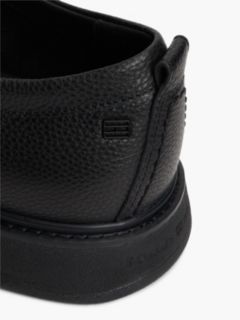 Leather Textured Lace-Up Moc Toe Loafers — Black 6