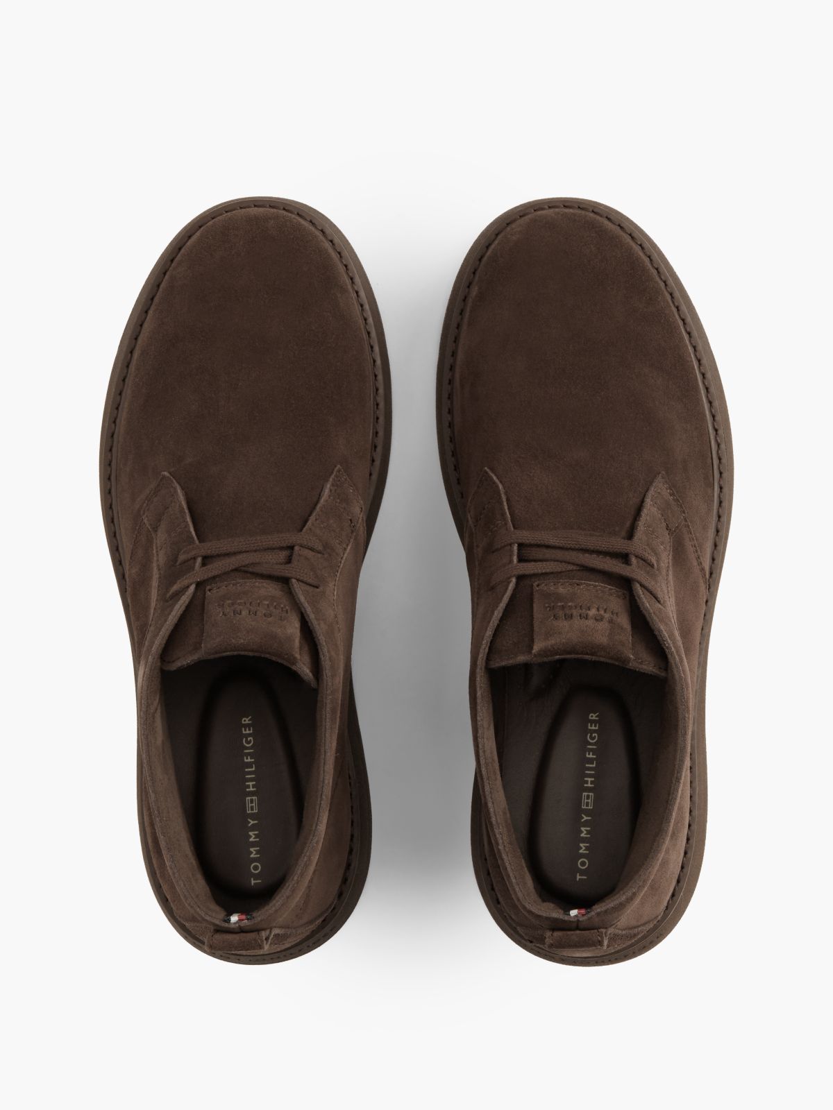 Suede Flag Plaque Chukka Boots — Brown